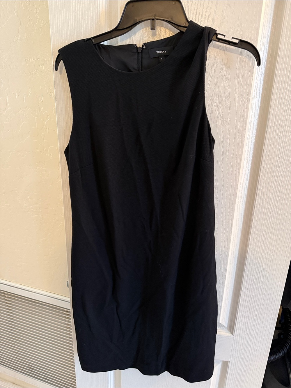 Theory Black Sleeveless Sheath Dress with Crew Neck classic black dress